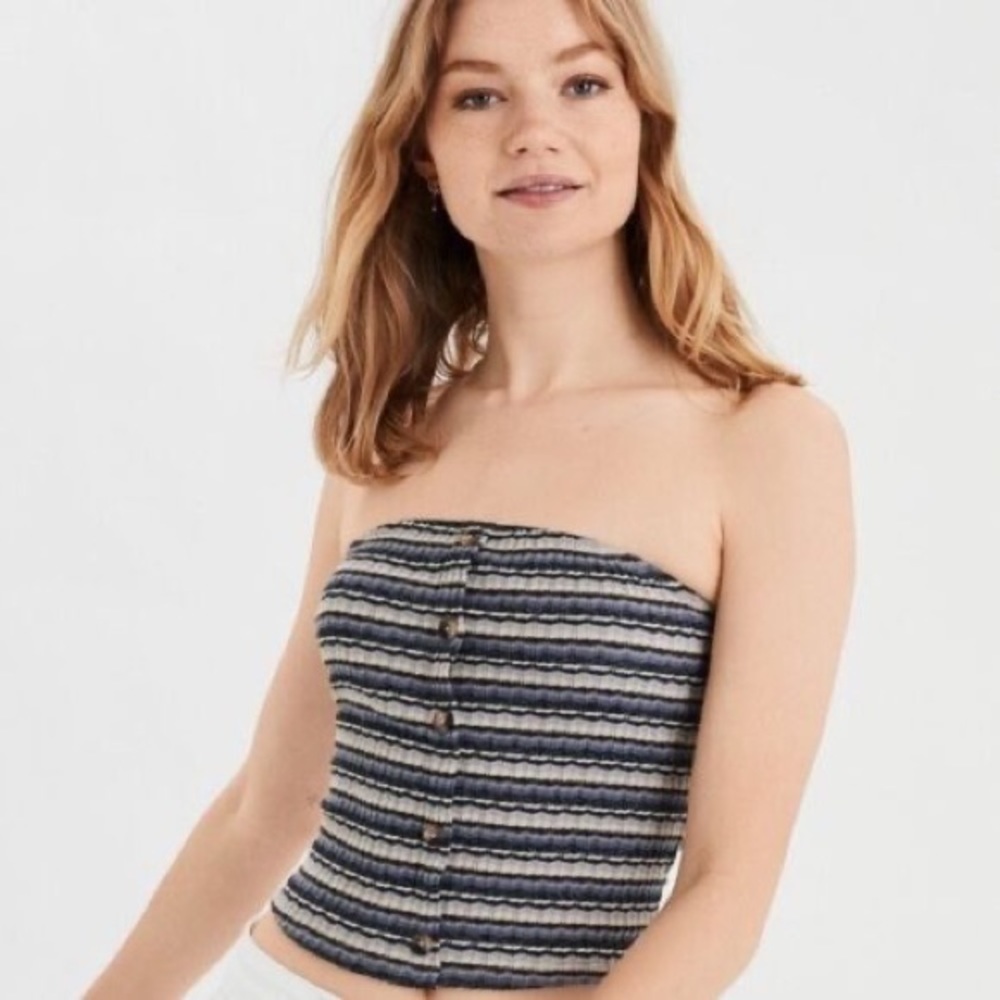 American Eagle Striped Button Up Tub Top!!